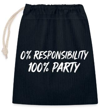 0% Responsibility 100% Party - Closable cotton gift bag (25x30cm) - navy - Front