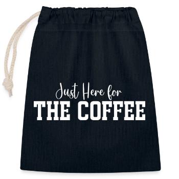 Nur hier für den Kaffee - Verschließbarer Geschenkbeutel aus Baumwolle (25x30cm) - Navy - Vorne