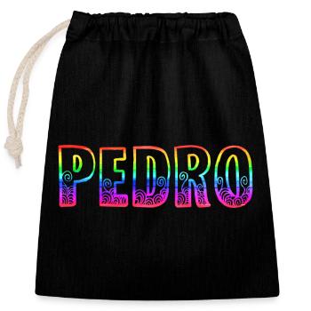 Pedro R's Rainbow - Closable cotton gift bag (25x30cm) - black - Front
