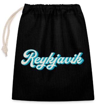 Reykjavik Neon Script - Closable cotton gift bag (25x30cm) - black - Front