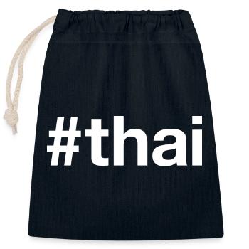 THAI Thailand Hashtag - Closable cotton gift bag (25x30cm) - navy - Front