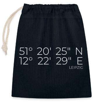 Coordonnées Leipzig - Sac cadeau en coton avec cordon (25 x 30 cm) - bleu marine - Devant