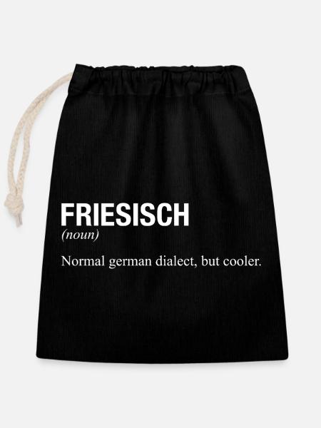 FRIESISCH - Verschließbarer Geschenkbeutel aus Baumwolle (25x30cm) - Schwarz