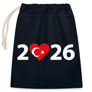 I love Turkey 2026, holidays in Turkey 2026 - Closable cotton gift bag (25x30cm) - navy - Front