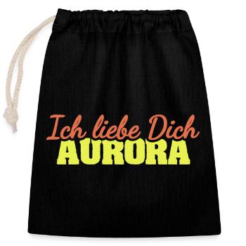 Dear Aurora, - Closable cotton gift bag (25x30cm) - black - Front