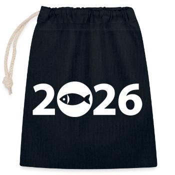 Pêcheur, Poisson, Club de pêche 2026 - Sac cadeau en coton avec cordon (25 x 30 cm) - bleu marine - Devant