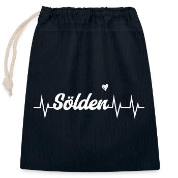 Sölden Heartbeat – Gletscherfeeling & Höhenmeter - Verschließbarer Geschenkbeutel aus Baumwolle (25x30cm) - Navy - Vorne