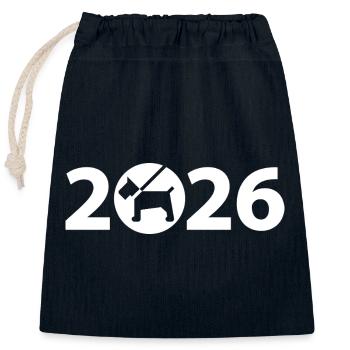Dog 2026, Pet 2026, Shelter 2026 - Closable cotton gift bag (25x30cm) - navy - Front