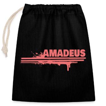 Amadeus Spritz-Schrift - Verschließbarer Geschenkbeutel aus Baumwolle (25x30cm) - Schwarz - Vorne