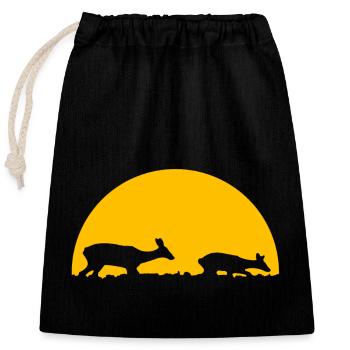 Cerf au coucher du soleil - Sac cadeau en coton avec cordon (25 x 30 cm) - noir - Devant