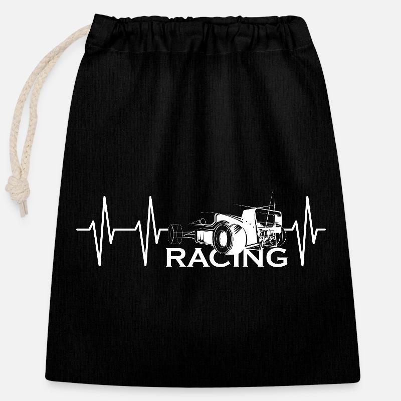 Puls formula sketch Herzschlag Racing Autos Race - Verschließbarer Geschenkbeutel aus Baumwolle (25x30cm) - Schwarz