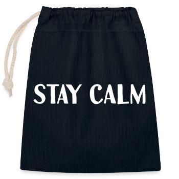 Stay Calm - Verschließbarer Geschenkbeutel aus Baumwolle (25x30cm) - Navy - Vorne