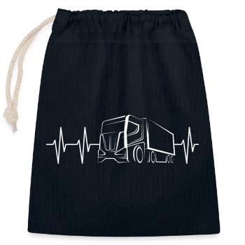 Truck Heartbeat Lines - Motorist Icon - Closable cotton gift bag (25x30cm) - navy - Front
