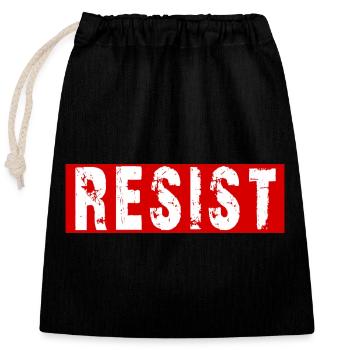 Resist Distressed Protest Typography - Closable cotton gift bag (25x30cm) - black - Front