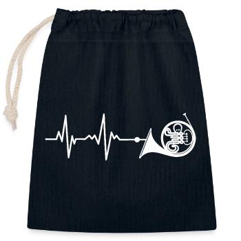 Trompette de musique de mer - Sac cadeau en coton avec cordon (25 x 30 cm) - bleu marine - Devant