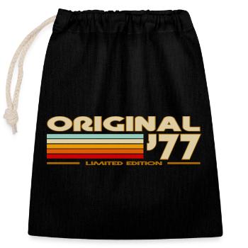 1977 - Closable cotton gift bag (25x30cm) - black - Front