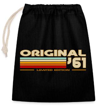 1961 - Closable cotton gift bag (25x30cm) - black - Front