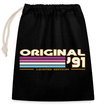 1991 - Closable cotton gift bag (25x30cm) - black - Front