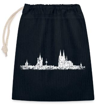 Stadt Köln Kölner Skyline (Vintage Weiß) - Verschließbarer Geschenkbeutel aus Baumwolle (25x30cm) - Navy - Vorne