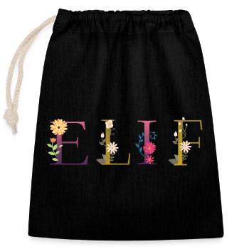 Elif - Verschließbarer Geschenkbeutel aus Baumwolle (25x30cm) - Schwarz - Vorne