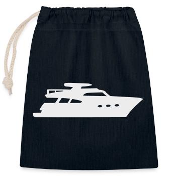 Yacht Silhouette Motorboot - Verschließbarer Geschenkbeutel aus Baumwolle (25x30cm) - Navy - Vorne