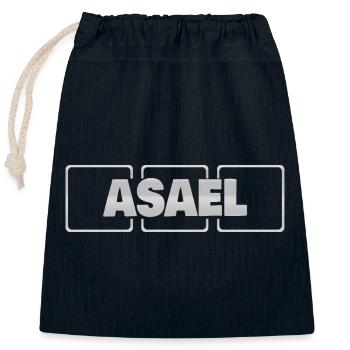 Asael comme idée cadeau - Sac cadeau en coton avec cordon (25 x 30 cm) - bleu marine - Devant