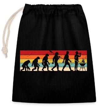 Vintage Evolution - Grillades - Maître du gril - Sac cadeau en coton avec cordon (25 x 30 cm) - noir - Devant