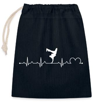Breakdance Heartbeat EKG Street Hip Hop Dancer - Closable cotton gift bag (25x30cm) - navy - Front