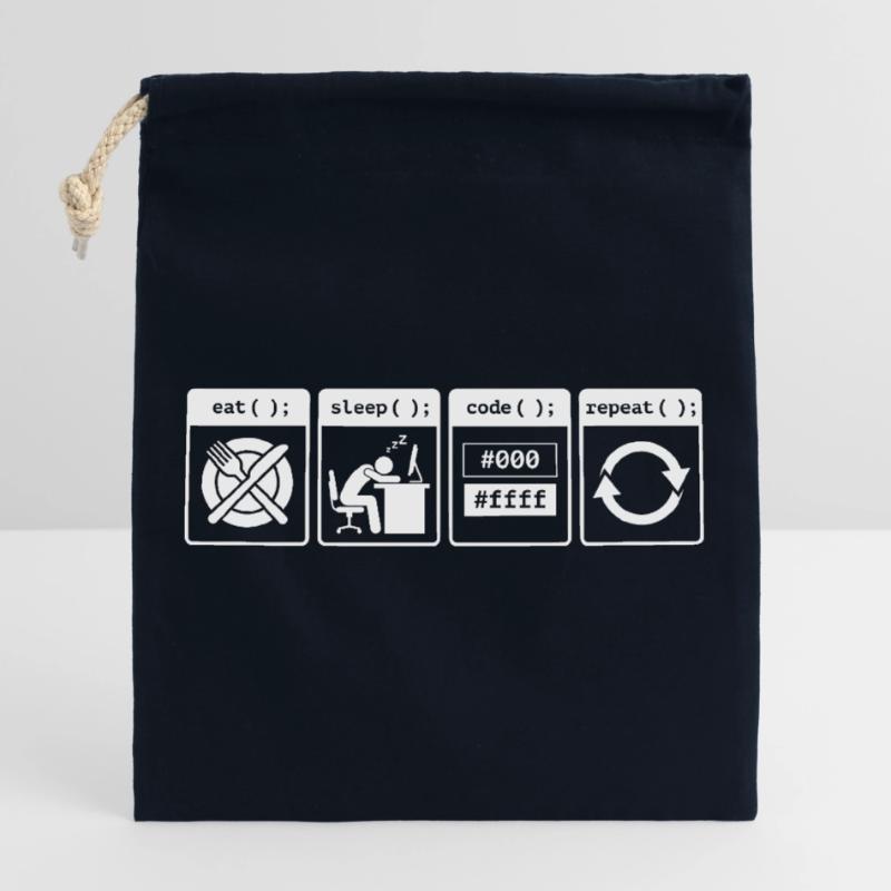 Eat Sleep Code Repeat – Coder Workflow Design Closable cotton gift bag (25x30cm)