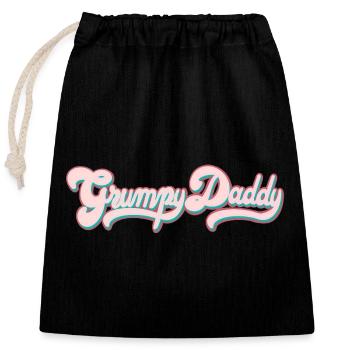 Grumpy Daddy Retro Script - Farbe "Sports Bra" - Verschließbarer Geschenkbeutel aus Baumwolle (25x30cm) - Schwarz - Vorne