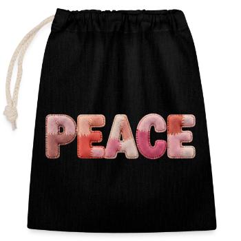 Peace Patchwork Design Shirt for Hippies - Verschließbarer Geschenkbeutel aus Baumwolle (25x30cm) - Schwarz - Vorne