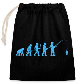 Évolution de la pêche - Sac cadeau en coton avec cordon (25 x 30 cm) - noir - Devant