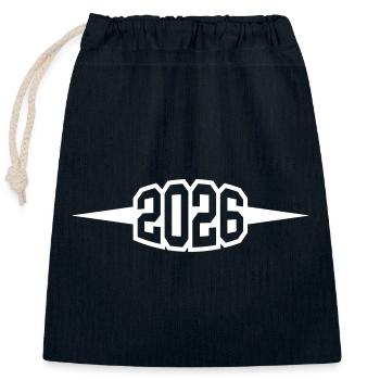 2026 year - Closable cotton gift bag (25x30cm) - navy - Front