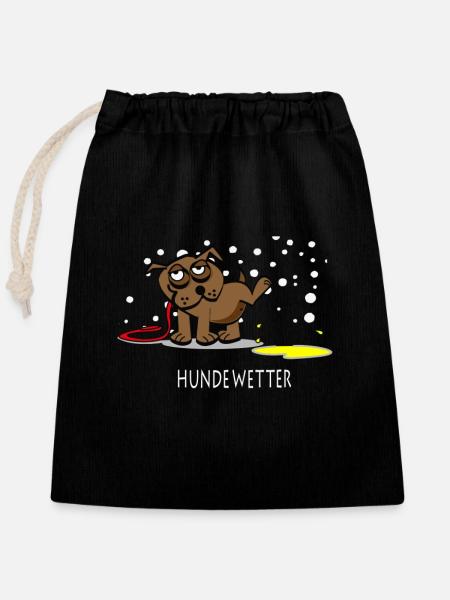 Hundewetter – Pfützen Spaß - Verschließbarer Geschenkbeutel aus Baumwolle (25x30cm) - Schwarz