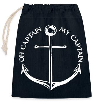Oh Captain My Captain (sombre) - Sac cadeau en coton avec cordon (25 x 30 cm) - bleu marine - Devant