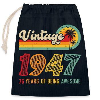 Vintage 1947, birthday gift 76 years - Closable cotton gift bag (25x30cm) - navy - Front