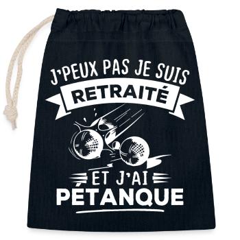 J'peux pas je suis retraité et j'ai pétanque - Sac cadeau en coton avec cordon (25 x 30 cm) - bleu marine - Devant