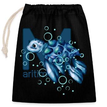 Maritime Turtle - Closable cotton gift bag (25x30cm) - black - Front