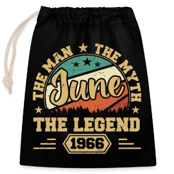 June 1966 The Man, The Myte, The legend, Juni 1966 - Verschließbarer Geschenkbeutel aus Baumwolle (25x30cm) - Schwarz - Vorne