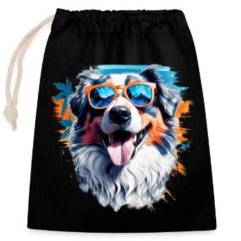 Australian Shepherd - Closable cotton gift bag (25x30cm) - black - Front