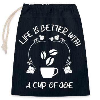 Kaffee Espresso Käffchen - Verschließbarer Geschenkbeutel aus Baumwolle (25x30cm) - Navy - Vorne