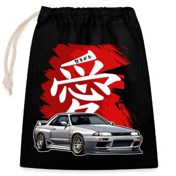 Jdm / Tuning / Turbocompresseur / Jantes / Chiptuning - Sac cadeau en coton avec cordon (25 x 30 cm) - noir - Devant