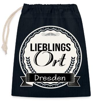Lieblingsort Dresden - Verschließbarer Geschenkbeutel aus Baumwolle (25x30cm) - Navy - Vorne