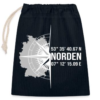 Koordinaten Norden - Verschließbarer Geschenkbeutel aus Baumwolle (25x30cm) - Navy - Vorne