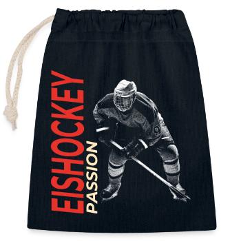 Eishockey Passion - Verschließbarer Geschenkbeutel aus Baumwolle (25x30cm) - Navy - Vorne