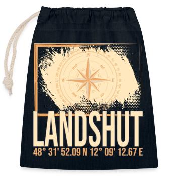 Landshut Koordinaten - Verschließbarer Geschenkbeutel aus Baumwolle (25x30cm) - Navy - Vorne
