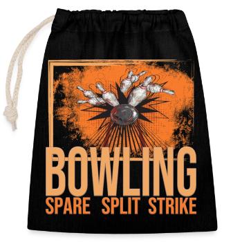 Bowling - Spare - Split - Strike - Verschließbarer Geschenkbeutel aus Baumwolle (25x30cm) - Schwarz - Vorne