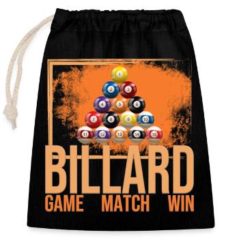 Game - Match - Win - Billard - Verschließbarer Geschenkbeutel aus Baumwolle (25x30cm) - Schwarz - Vorne