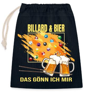Billard & Bier - Das gönn ich mir - Verschließbarer Geschenkbeutel aus Baumwolle (25x30cm) - Navy - Vorne
