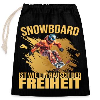 Snowboard ist wie ein Rausch der Freiheit - Verschließbarer Geschenkbeutel aus Baumwolle (25x30cm) - Schwarz - Vorne